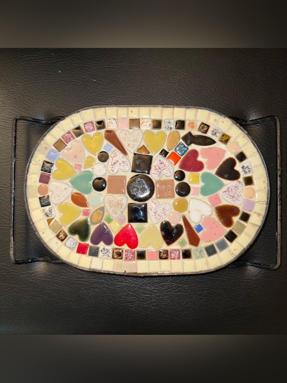 Handmade Multicolor Heart Mosaic Belt Buckle